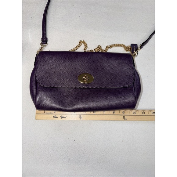 COACH Ruby F54849 Deep Plum Cross Grain Leather Crossbody/Wristlet/Shoulder Bag - Picture 12 of 15